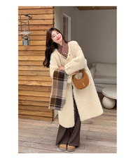 长款皮毛一体大衣女冬韩系摇粒绒羊羔毛外套，女装羊羔毛/颗粒绒，浙宝270