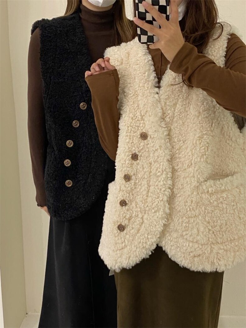 冬季新款皮毛一体马甲，女装马甲，唇蔻