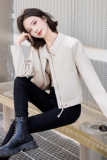 现货立领拉链长袖小个子短款海宁仿绵羊皮皮衣外套女2024年秋季，女装皮衣，潮流依族