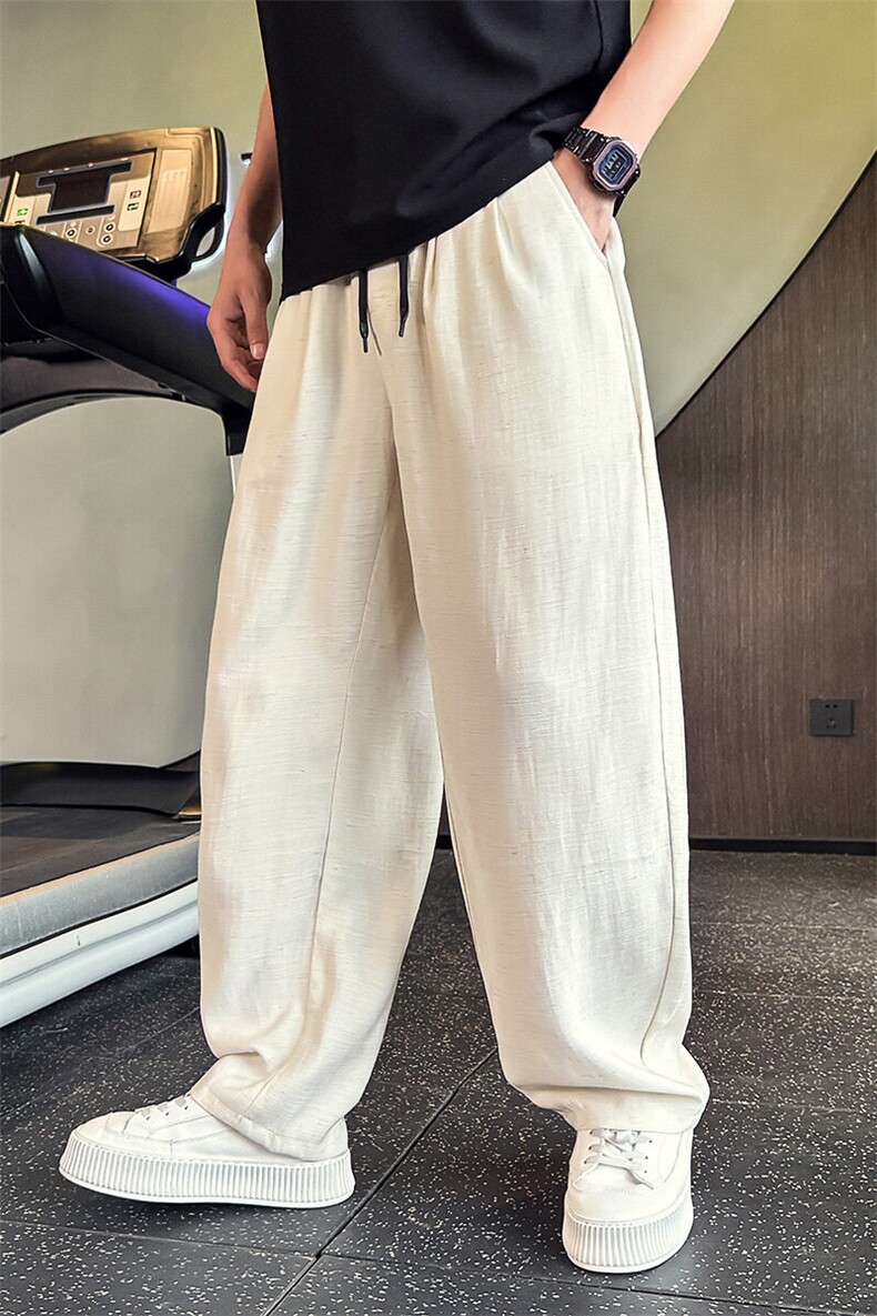 K20523-P78夏季薄款男士亚麻休闲裤男潮流宽松直筒弯刀裤,男装休闲裤,电商A368