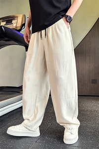 K20523-P78      夏季薄款男士亚麻休闲裤男潮流宽松直筒弯刀裤图片