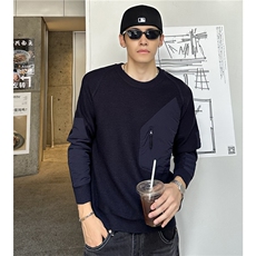 美式中班拼色口袋毛衣春秋季2025新款宽松大码男士针织衫，男装针织衫/毛衣，电商C307