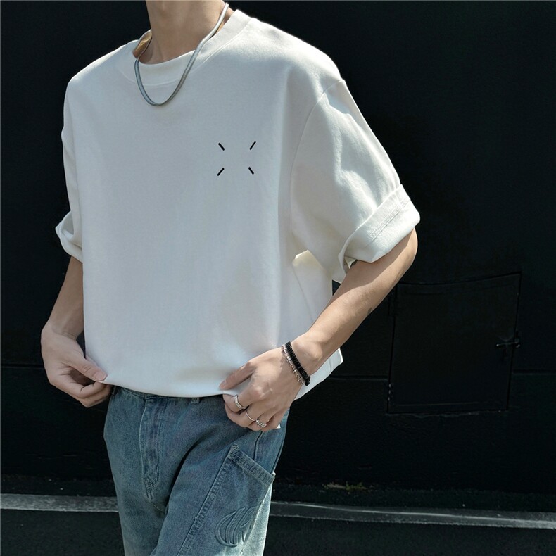 主推马吉拉刺绣情侣短袖T恤重磅基础百搭半袖上衣H951P28控38，男装T恤，电商A341