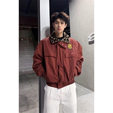 1506/QS50500/P92红色豹纹毛领派克棉服，男装棉衣，星座1506