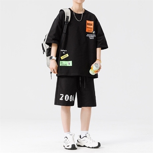 主推夏季新款印花短袖短裤套装青少年套装TZ6132特批40图片