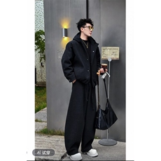 抖音高级保暖连帽棉服外套弯刀裤套装TZ353上衣135裤子78网图，男装棉衣，电商B267