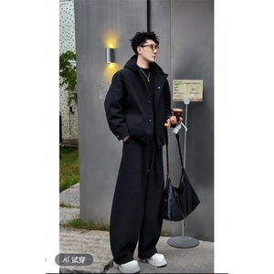 抖音高级保暖连帽棉服外套弯刀裤套装TZ353上衣135裤子78网图图片
