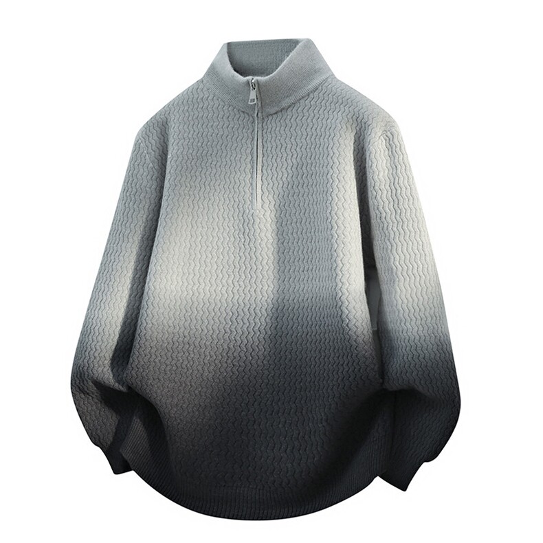 25771-特P60秋半高拉链领毛衣外套男针织衫渐变色宽松打底衫，男装T恤，电商D310B