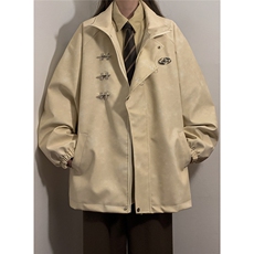 1中性风美式复古飞机扣可拆卸胸针PU皮衣夹克男JK77768P105控148，女装短外套，星座226-2