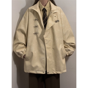 1中性风美式复古飞机扣可拆卸胸针PU皮衣夹克男JK77768P105控148,女装短外套,星座226-2