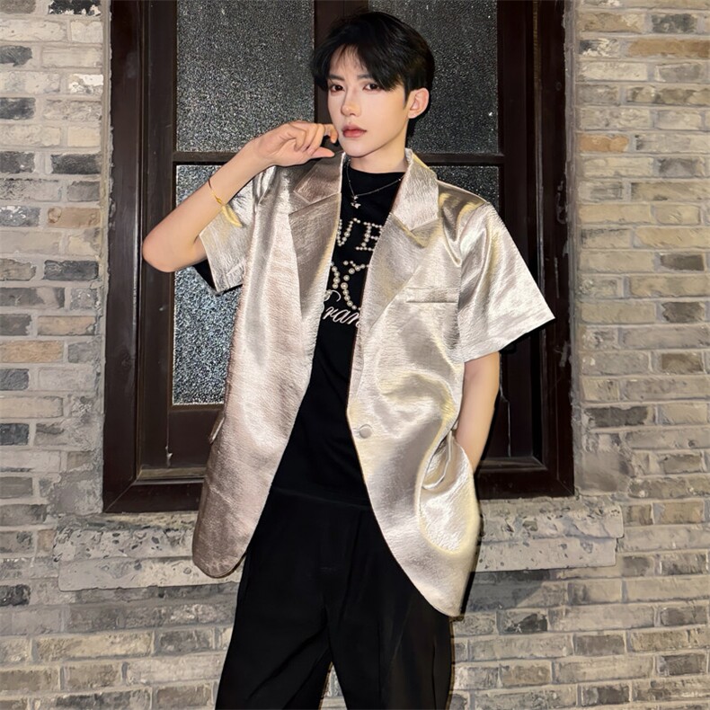 肌理感西装外套夏季新款高级感银灰色小个子西服5087-P85,男装西服,星座910-5