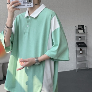 8XL-M拼接撞色短袖t恤男款夏季新款半袖POLO衫加肥加大码DT004P38图片