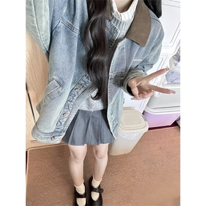 美式复古水洗做旧牛仔外套男女春秋2025图片