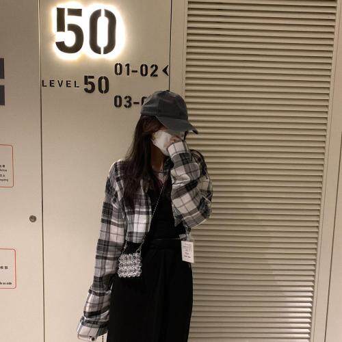 格子短衬衫，女装衬衫，XTZ style