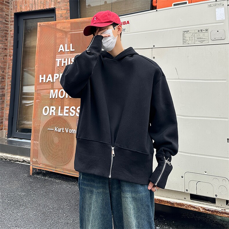 港风秋款男连帽卫衣工装开叉拉链休闲夹克外套WY878P45,男装卫衣,星座1013-1