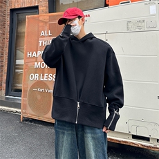 港风秋款男连帽卫衣工装开叉拉链休闲夹克外套WY878P45，男装卫衣，星座1013-1