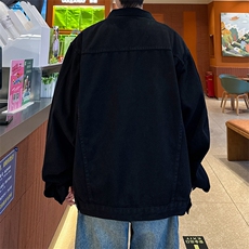 春秋牛仔外套男美式高街痞帅宽松夹克潮牌水洗设计感翻领上衣，男装夹克，星座410-7