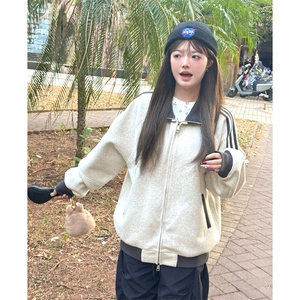 抖音得物高品质 美式高街重磅结构设计拼接织带立领卫衣外套 CM42图片