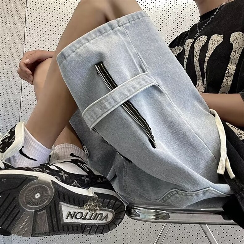 高街水洗牛仔裤男设计感小众拉链裤D2112P35,男装牛仔裤,星座1116-2