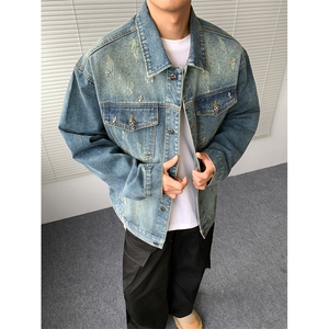 得物二开 牛仔水洗美式设计感夹克外套男2025秋季新款JK1274-P90图片