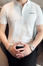 2024夏季新款英伦风高品质修身刺绣POLO衫冰丝短袖T恤男D257-p48，男装T恤，电商D303
