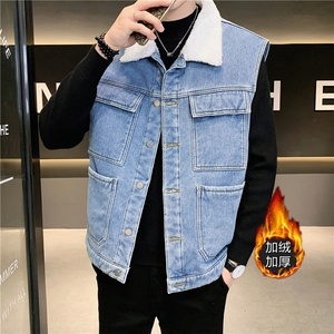 MJ214J-P65-限价98 M-5XL现货男士得物马夹背心外套牛仔cityboy图片