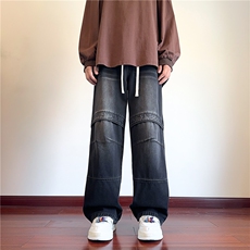 2025秋季新款美式复古拼接宽松水洗牛仔裤B315-K24273-p55控78，男装牛仔裤，电商B315