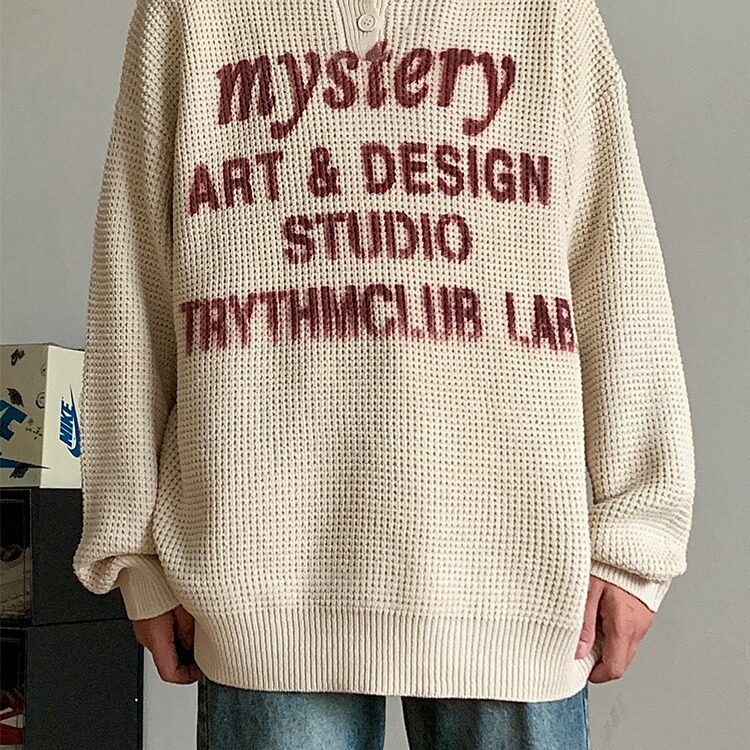 【有货】DM576-P55美式字母印花宽松长袖毛衣男新款休闲针织衫,男装针织衫/毛衣,星座603-2