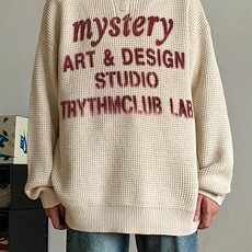 【有货】DM576-P55美式字母印花宽松长袖毛衣男新款休闲针织衫，男装针织衫/毛衣，星座603-2