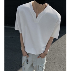 特批250克男装夏季新款大码宽松短袖T恤夏装V领打底衫S399P20，男装T恤，电商A233-1