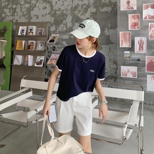 【现货】天丝珠地面料撞色字母短Tee,女装,海维恩
