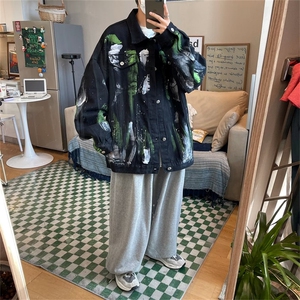 港风牛仔夹克男女ins潮牌高街外套春秋oversize痞帅衣服JK848-P65图片