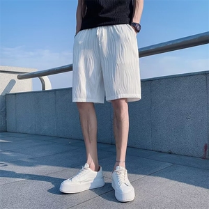 运动裤纯色男潮ins时尚潮牌直筒五分裤青春流行夏季休闲裤宽松型图片