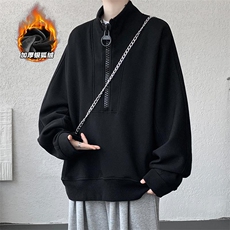 舒适银狐绒400g重磅曼巴棉半拉链长袖卫衣男W5385J加绒特P70控128，男装卫衣，电商A001