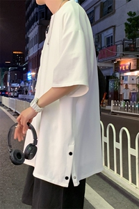 T3053/P25短袖男士潮流宽松开衩体恤打底衫夏季半袖T恤男简约上衣图片