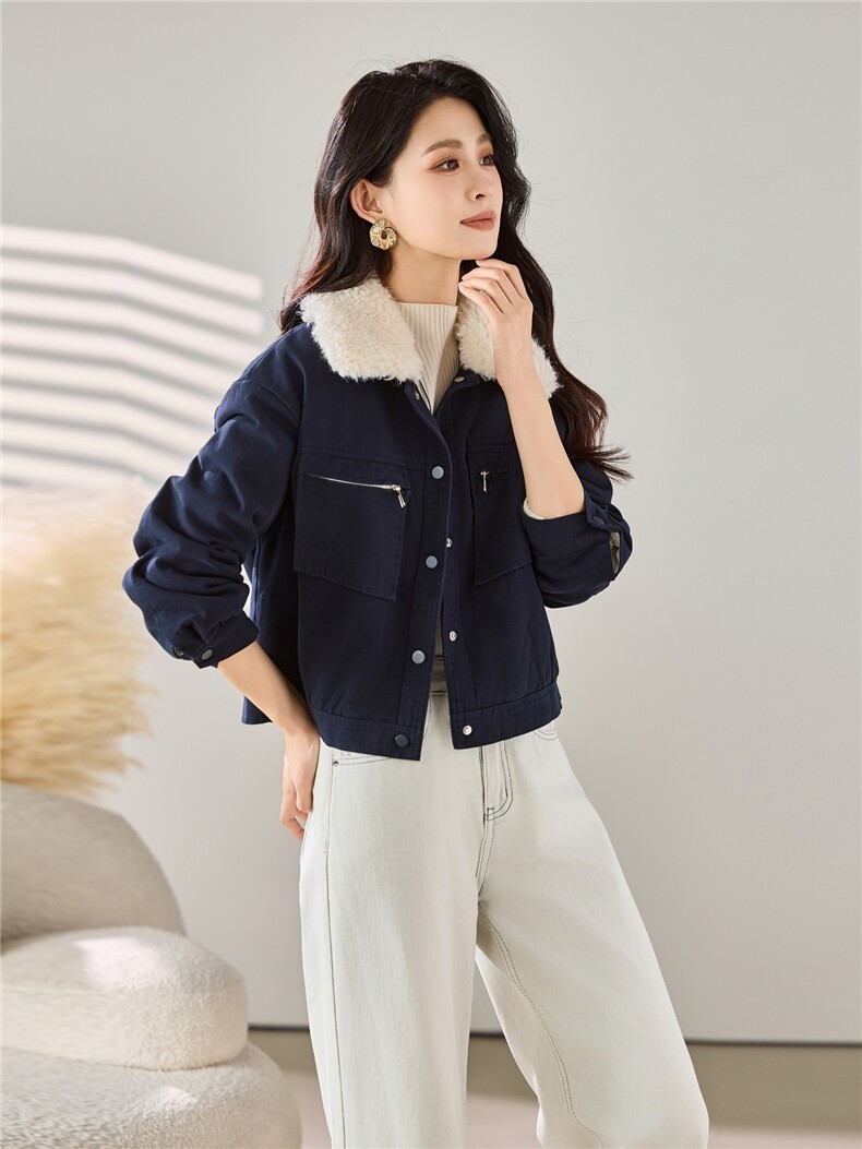 2025秋冬装新款加绒加厚短款外套,女装棉衣/棉服,梦芯尔