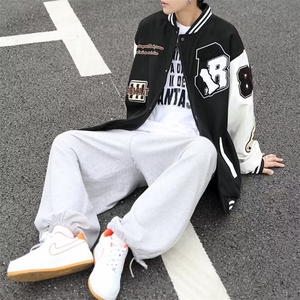 拼色棒球服男士2023新款春秋季美式潮牌ins宽松夹克HY622图片