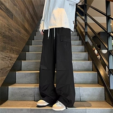春秋季大口袋伞兵工装裤男美式复古机能宽松休闲阔腿裤子A643/P45，男装休闲裤，星座506