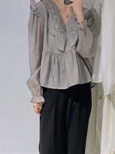 娃娃领刺绣小衫，其它，驿谷