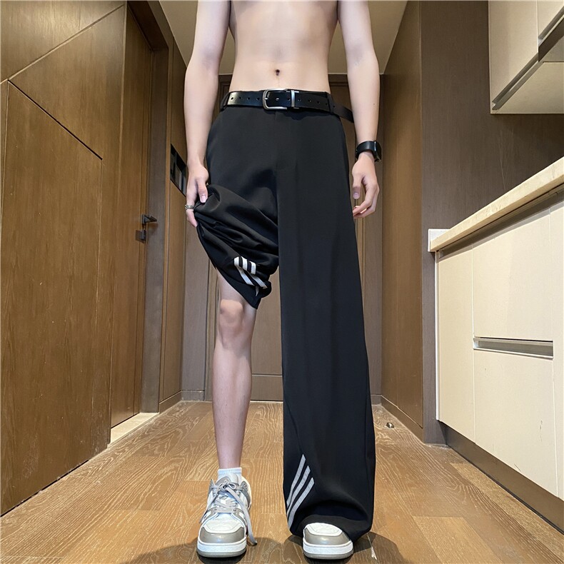 抖音品质春季新款条纹垂坠宽松休闲西裤B315-K25617-特P40控78,男装休闲裤,电商B315