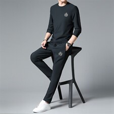 SXL9632秋季2023年新款男士长袖长裤修身休闲时尚卫衣套装P155，男装休闲套装，电商B360