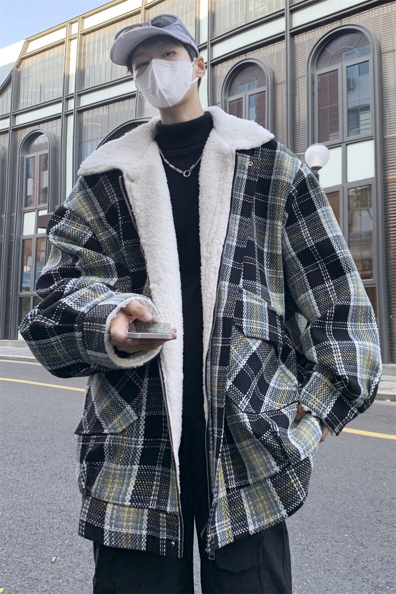 羊羔毛加绒加厚棉服外套男冬季百搭情侣棉衣M166P115控148,男装棉衣,电商A157