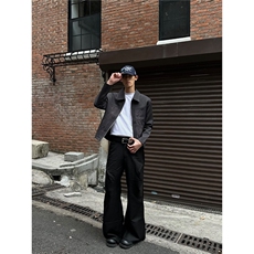 cleanfit短款外套男雕花刺绣高级感美式正肩行政夹克春秋翻领黑色，男装夹克，星座813-2