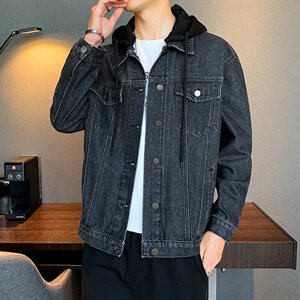 男士宽松牛仔夹克2021春秋季新款潮流时尚连帽外套DS959T图片