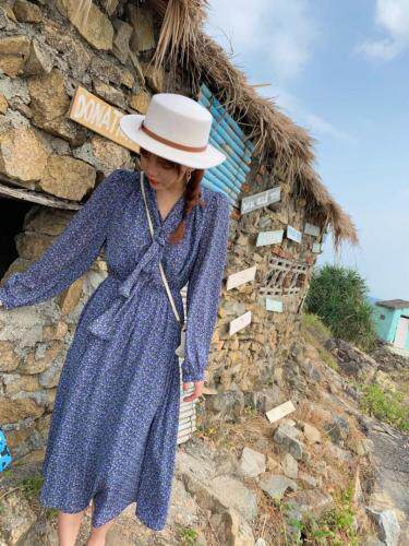 春季新款，两色长款碎花连衣裙，女装连衣裙，郭郭家