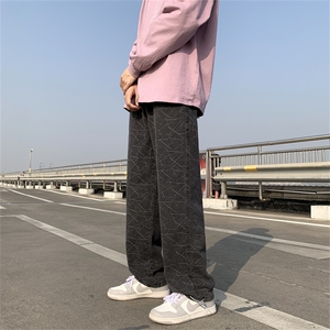 牛仔裤男新款宽松直筒阔腿裤子K7014P45图片