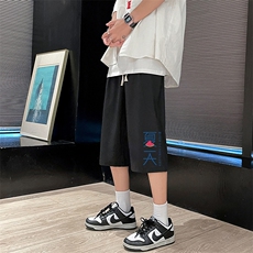 QK72192-P25冰丝七分裤男大码速干短裤男五分裤港风，男装休闲裤，电商A040