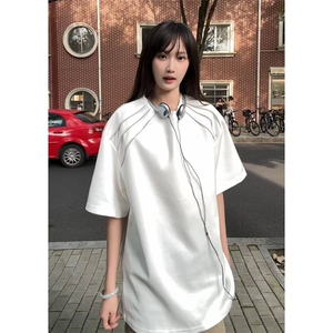 夏季美式高街ins重磅拉链装饰短袖T桖货号TX25172P35图片