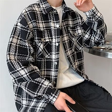 新款秋季潮牌痞帅炸街夹克男潮流百搭格子港风外套男潮J7289-P60，男装夹克，星座1008-1
