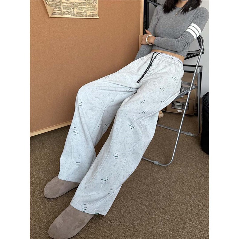 现货5千-KZ117-S-3XL-P45重磅350克割破撞色扎染美式弯刀宽松卫裤,男装休闲裤,星座1811B